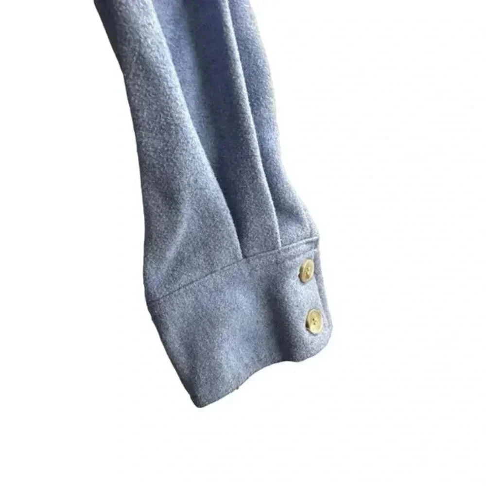 H&M Chambray Button Down Shirt Size XS Blue Oversized Shacket Casual Minimal - Picture 10 of 14